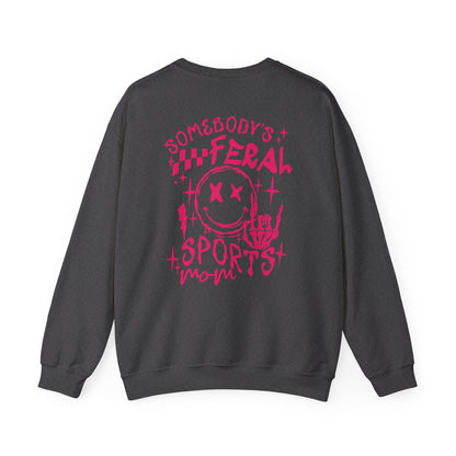 Feral Sports Mom Pink Font Crewneck Sweatshirt