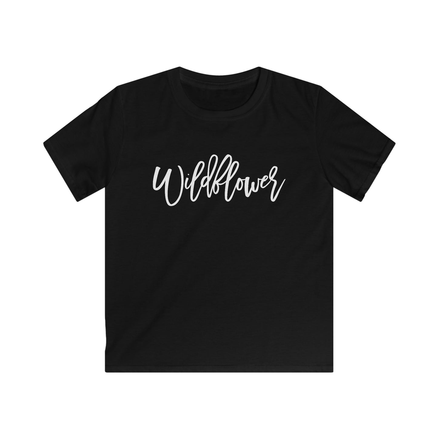 Kids Tee — "Wildflower" Script Graphic, Cute Floral Vibe for Young Girls