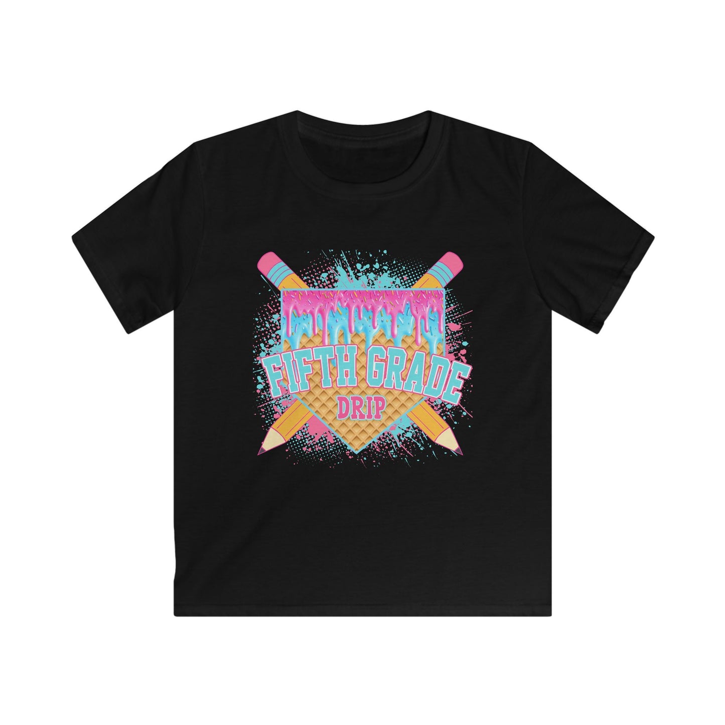 5th Grade Drip Kids T-Shirt — Colorful Pencil Back-to-School Shirt