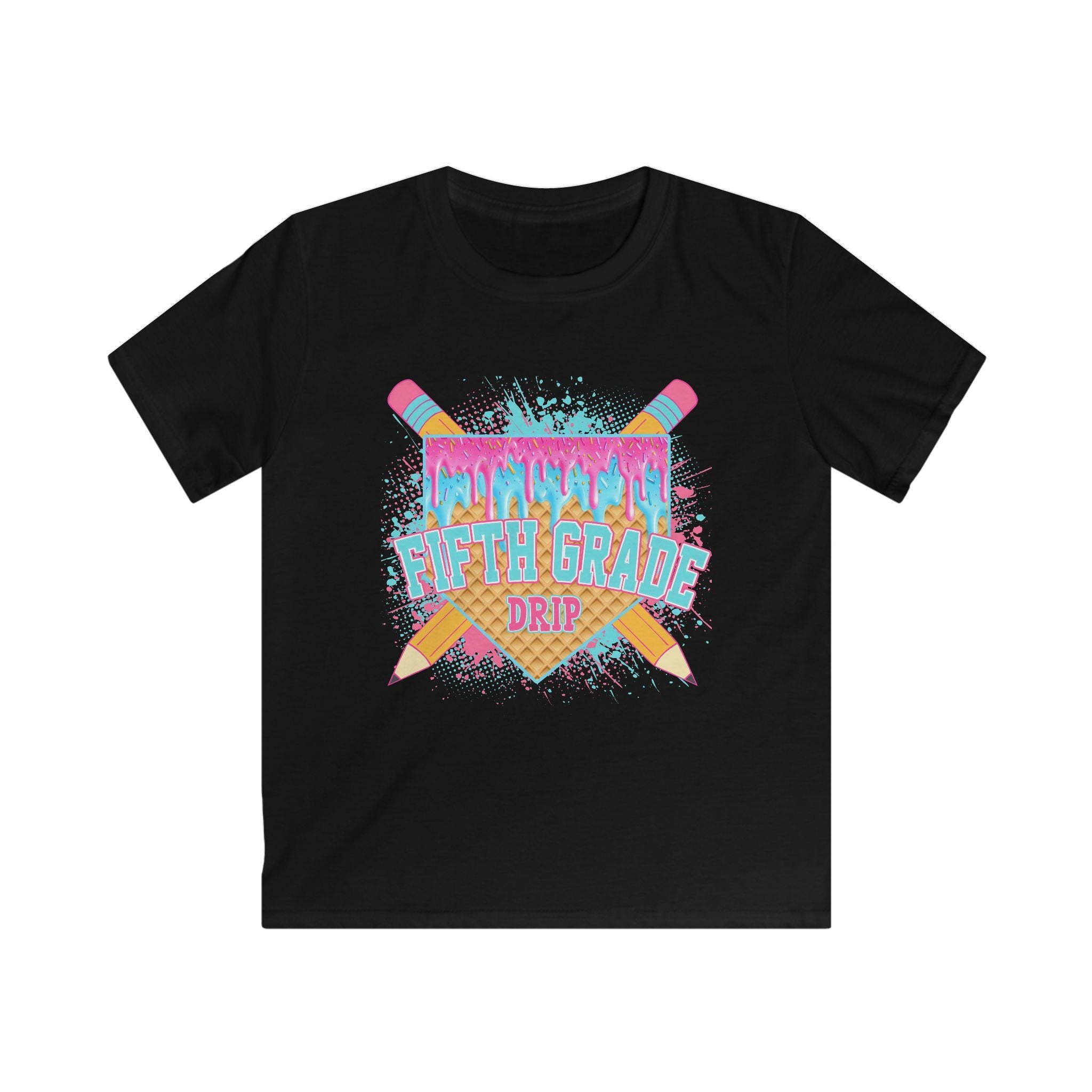 5th Grade Drip Kids T-Shirt — Colorful Pencil Back-to-School Shirt