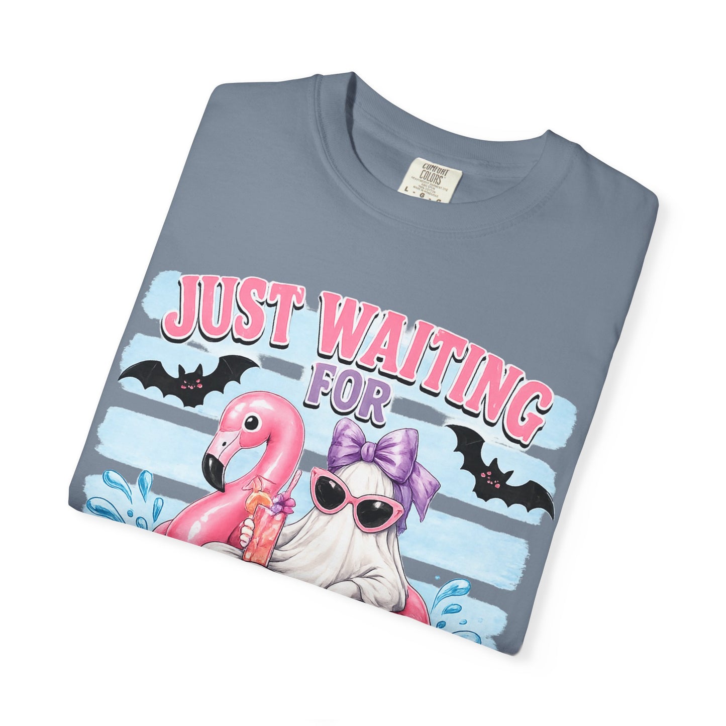 Halloween Flamingo T-Shirt — "Just Waiting for Halloween" Cute Spooky Summer Vibe