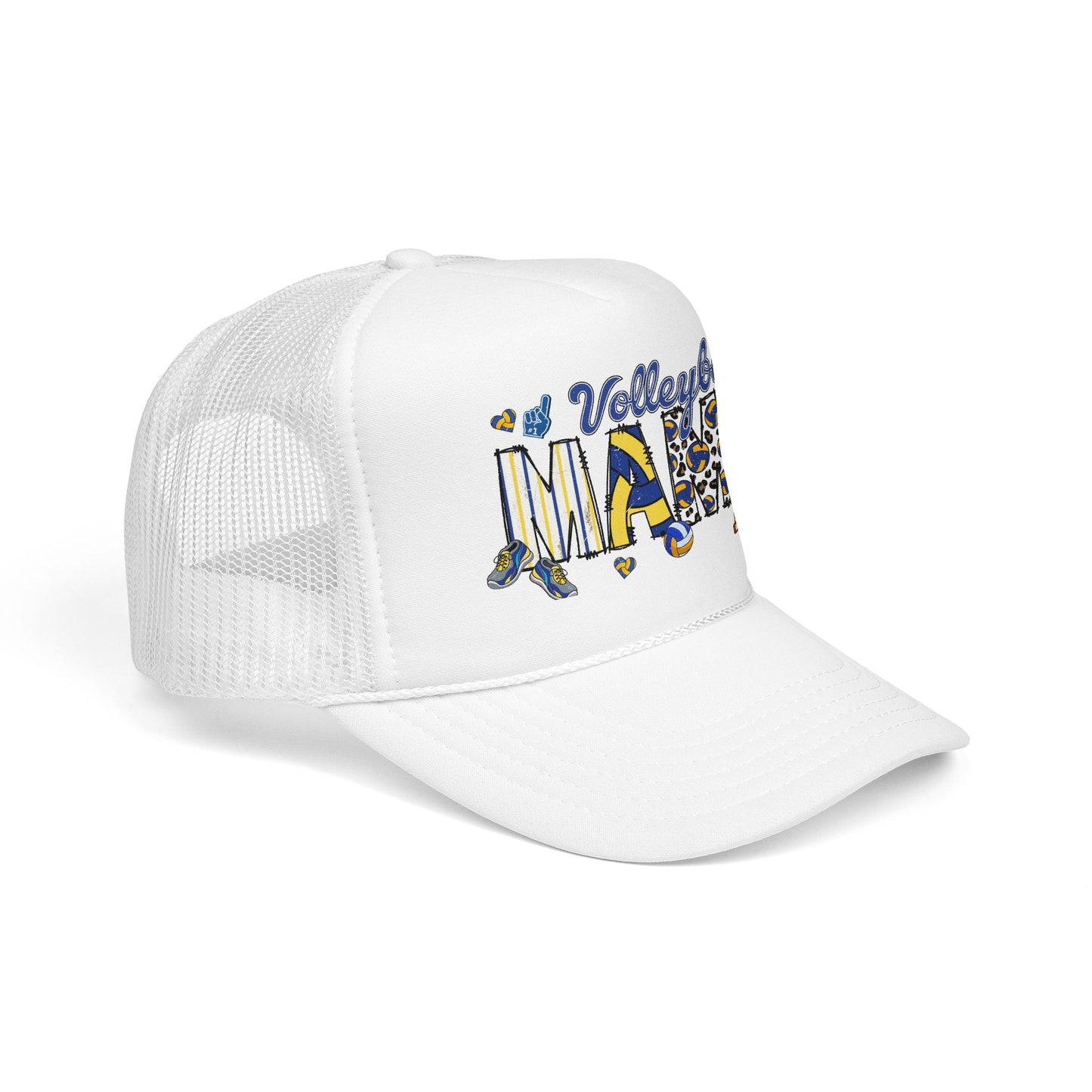 Volleyball Mama Trucker Hat — Blue Foam Mesh Cap for Proud Volleyball Moms