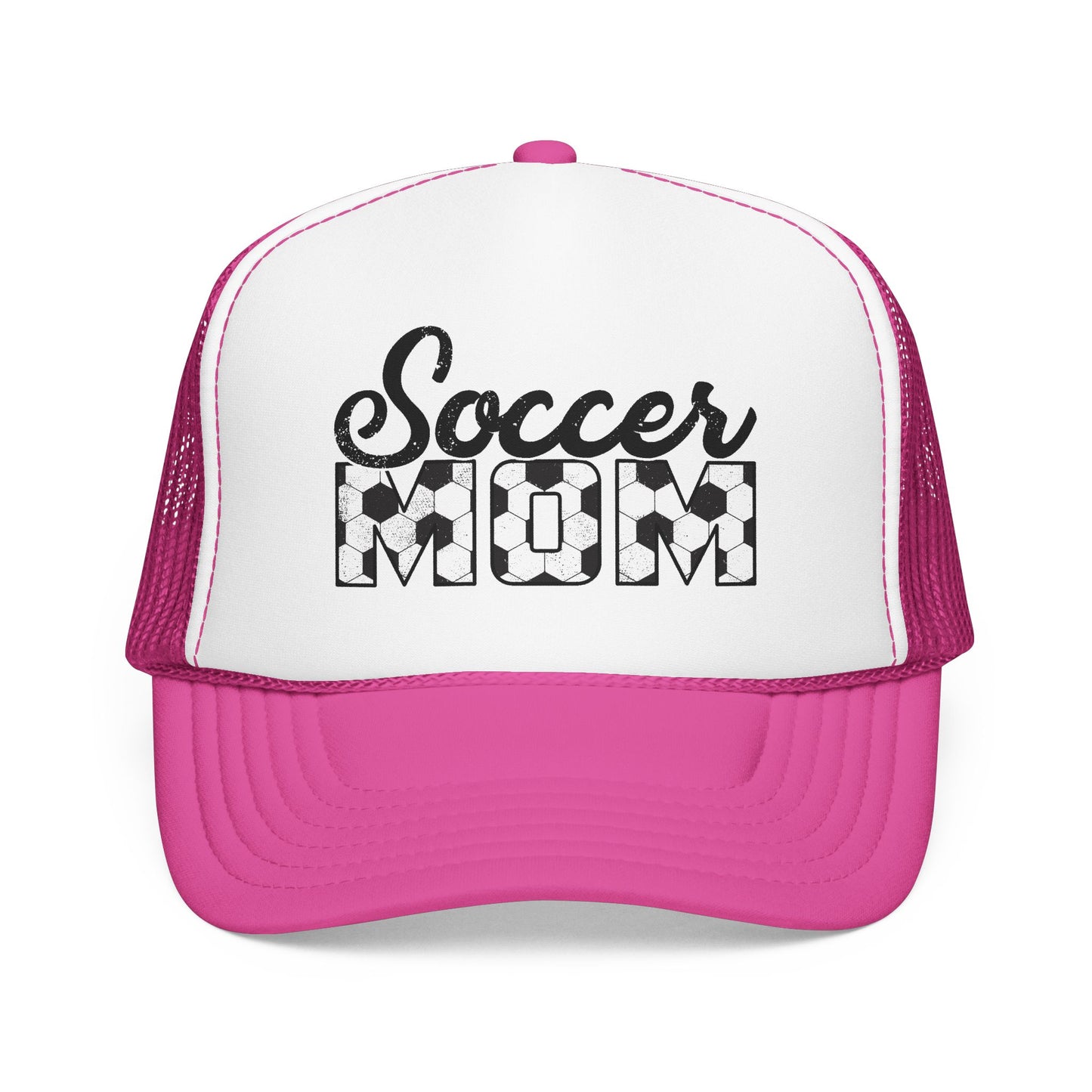 Soccer Mom Trucker Hat – Vintage Soccer Ball Lettering Foam Cap