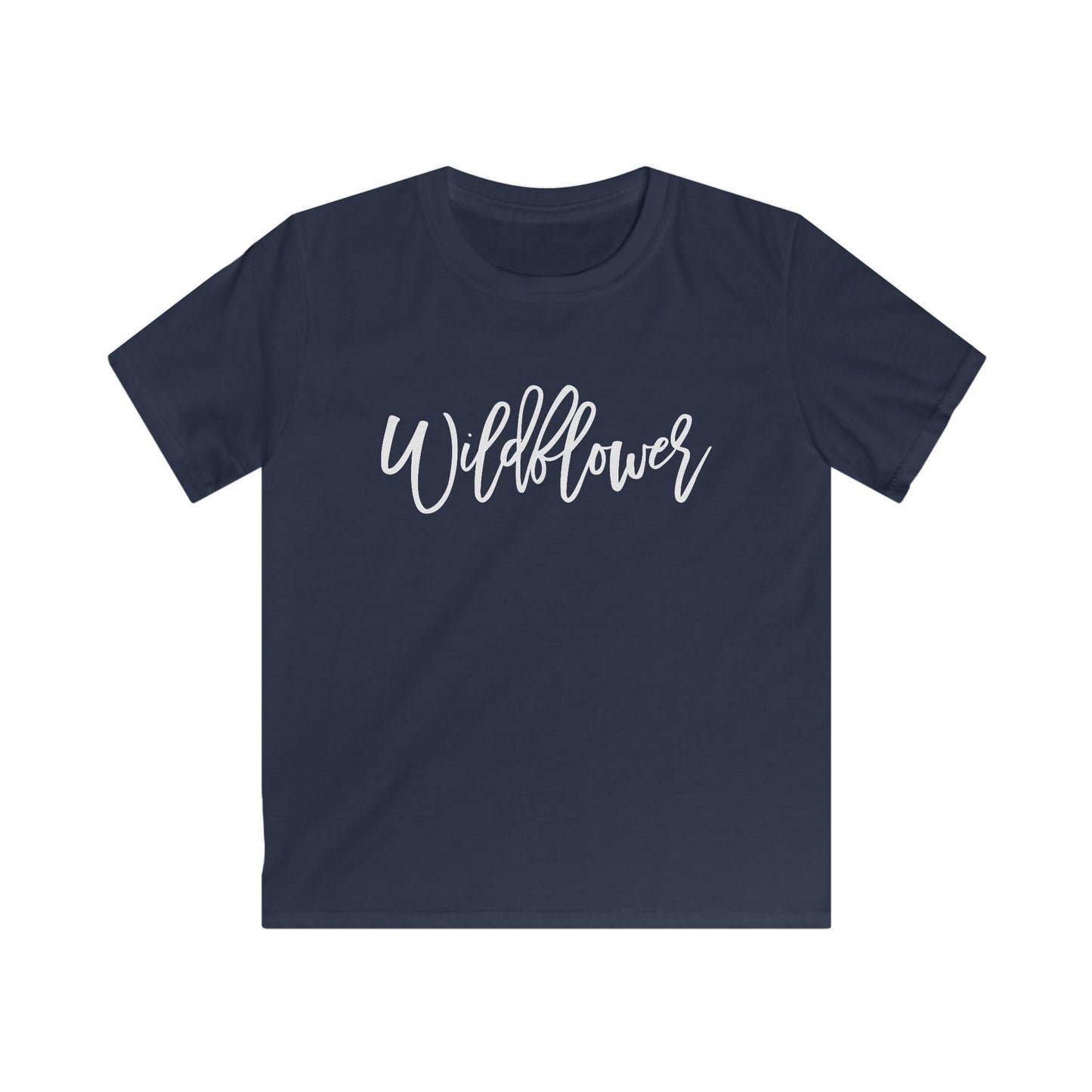 Kids Tee — "Wildflower" Script Graphic, Cute Floral Vibe for Young Girls