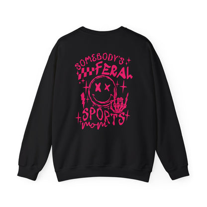 Feral Sports Mom Pink Font Crewneck Sweatshirt