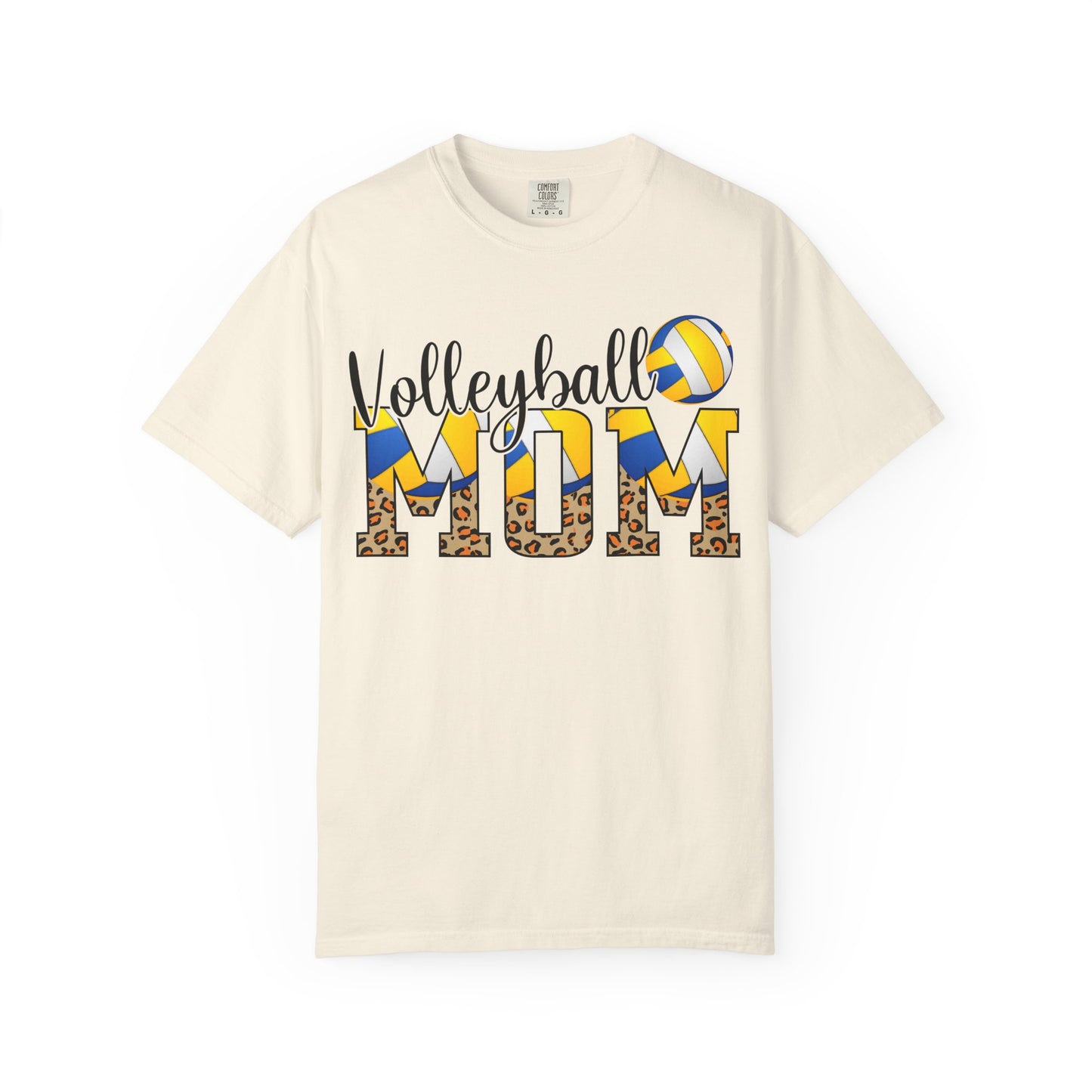 Volleyball Mom T-Shirt — Leopard Print & Ball Graphic