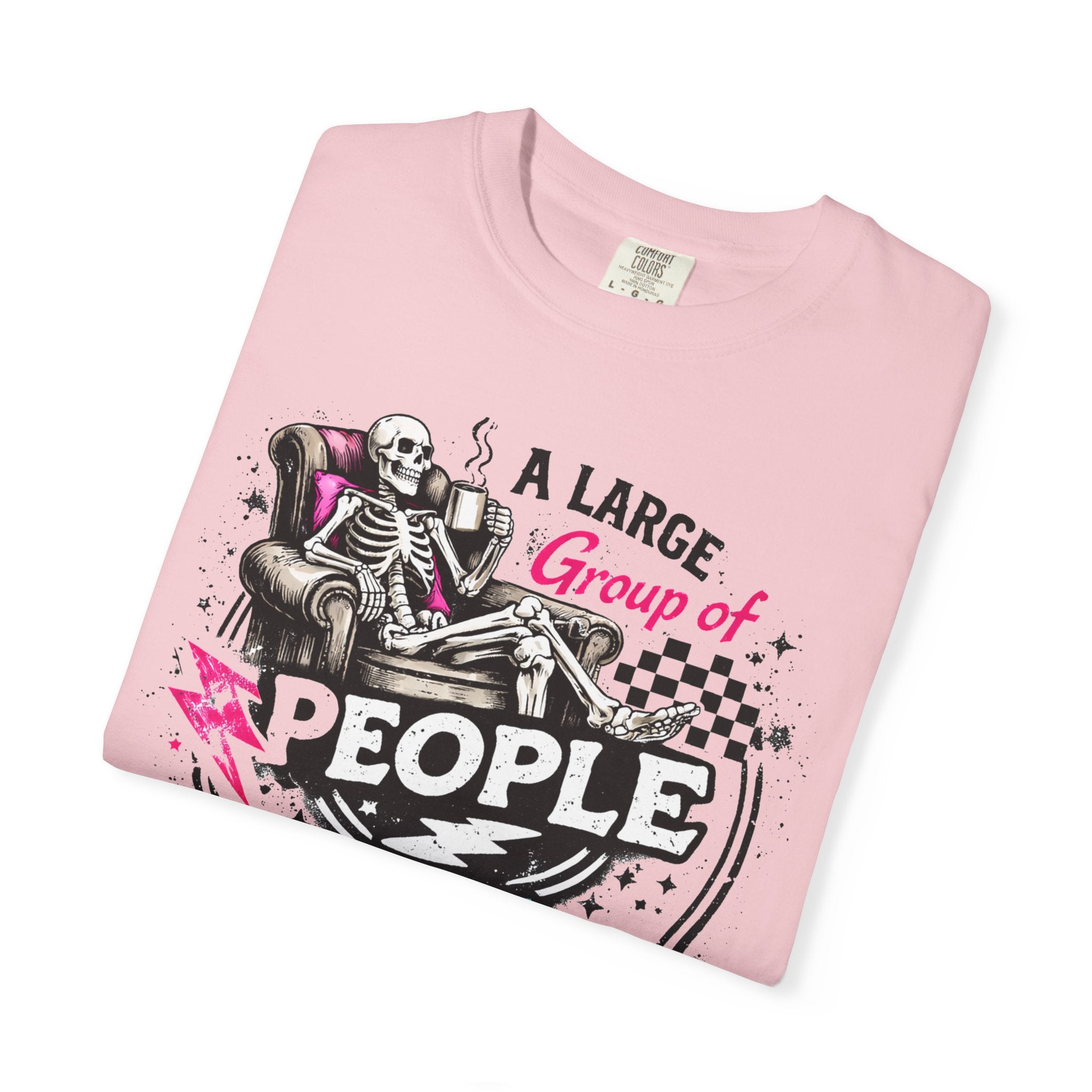 T-Shirt — “A Large Group of People Is Called No Thanks” Skeleton Anti-Social Graphic Tee