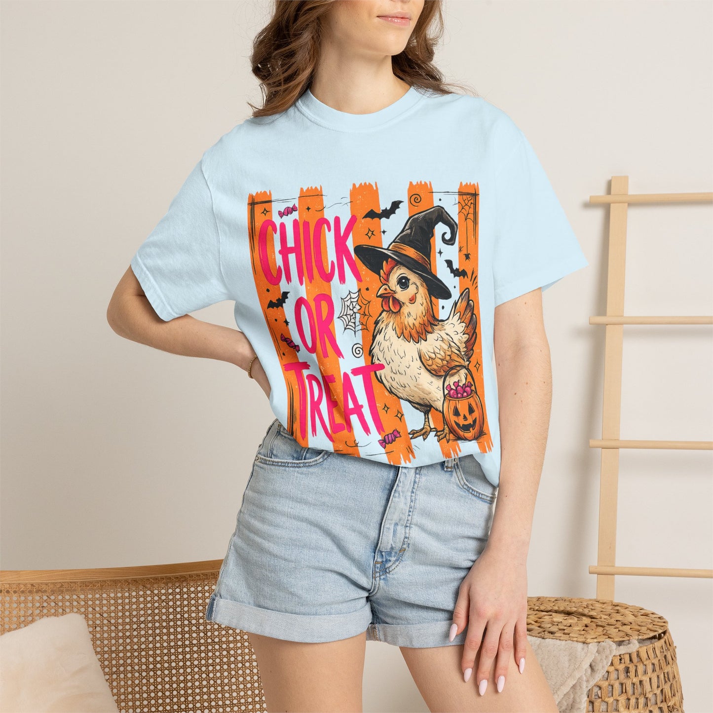 Halloween Chick T-Shirt – "Chick or Treat" Witch Chicken Pumpkin Tee