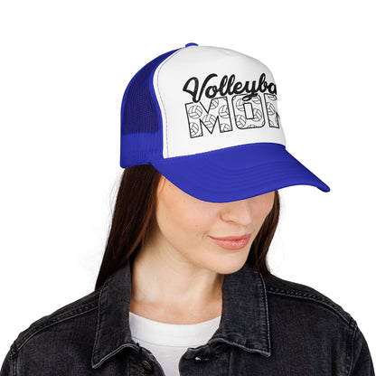 Volleyball Mom Trucker Hat – Foam Mesh Cap with Volleyball Pattern