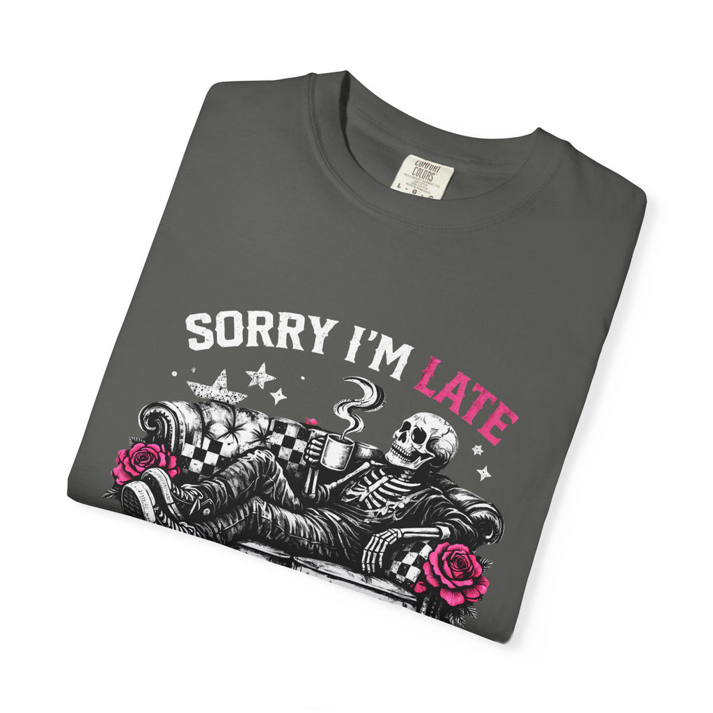 Skull & Roses 'Sorry I'm Late' T-Shirt