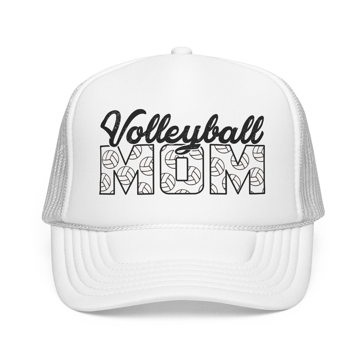 Volleyball Mom Trucker Hat – Foam Mesh Cap with Volleyball Pattern