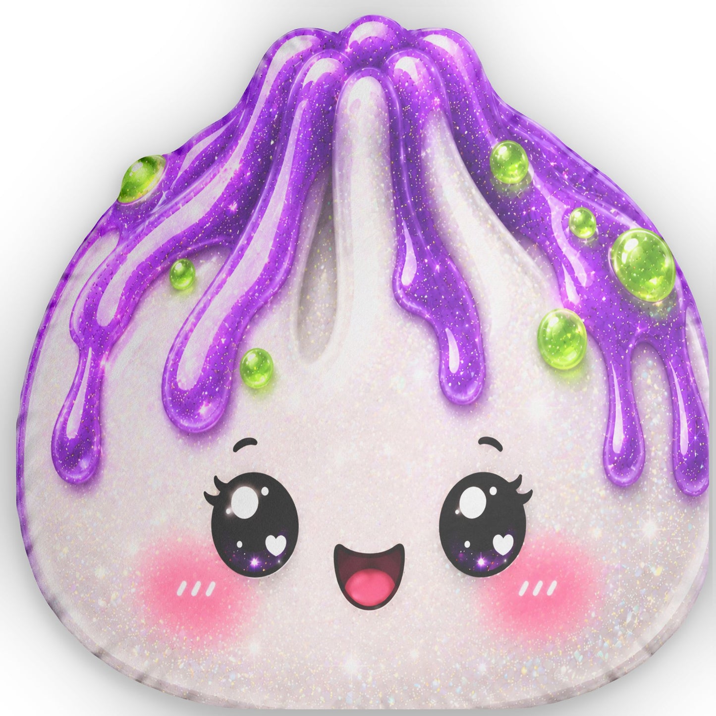 Kawaii Drip Dumpling Pillow — Cute Purple Drizzle Custom Shaped Pillow