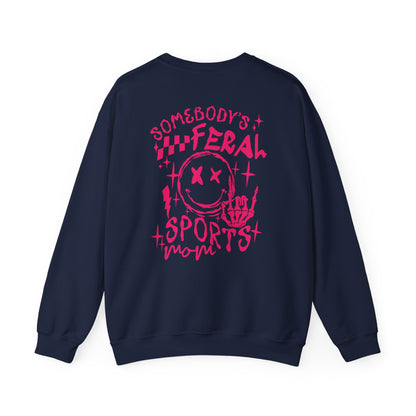 Feral Sports Mom Pink Font Crewneck Sweatshirt