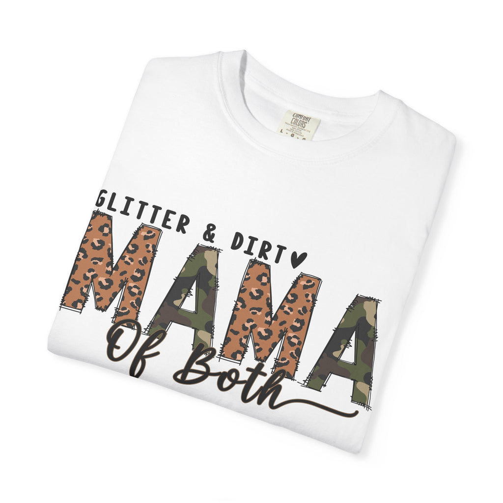 Mama of Both Leopard Graphic T-Shirt — "Glitter & Dirty" Mom Tee