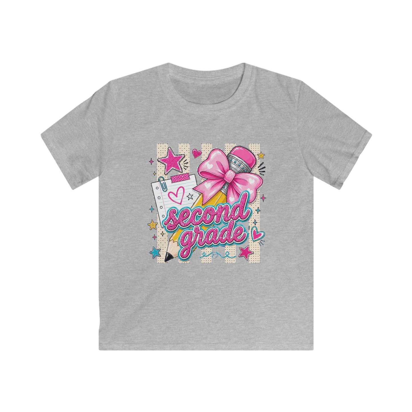 Second Grade Kids T-Shirt – Pink Bow Back-to-School Tee