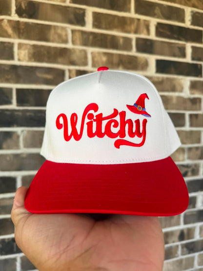 Witchy Embroidered Halloween Snapback Hat