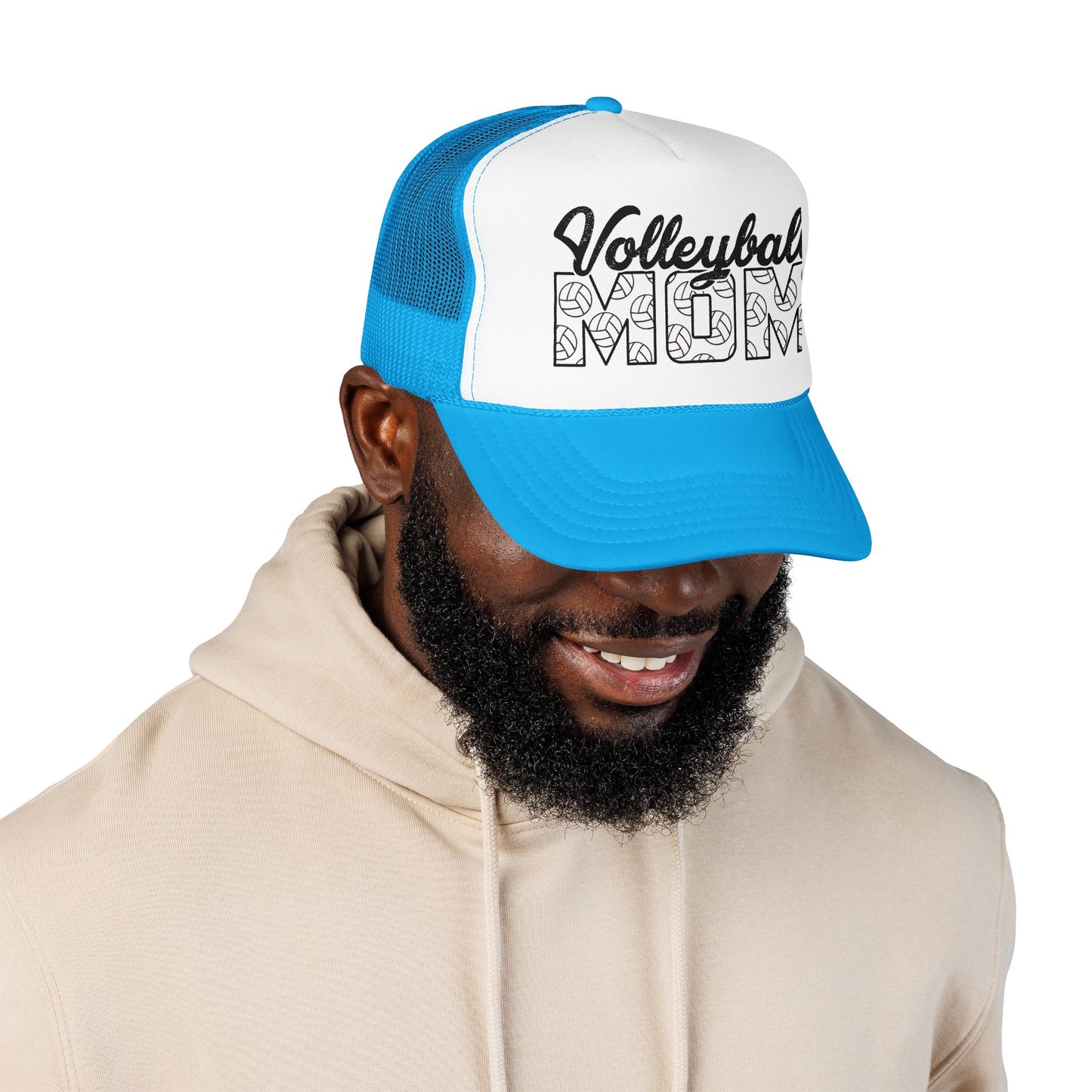 Volleyball Mom Trucker Hat – Foam Mesh Cap with Volleyball Pattern