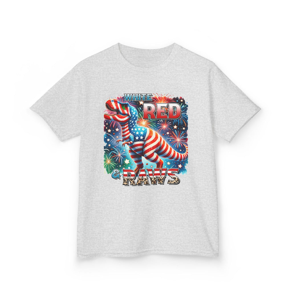 Kids T-Shirt — 'Where Red Paws' Patriotic Dinosaur Tee (4th of July)