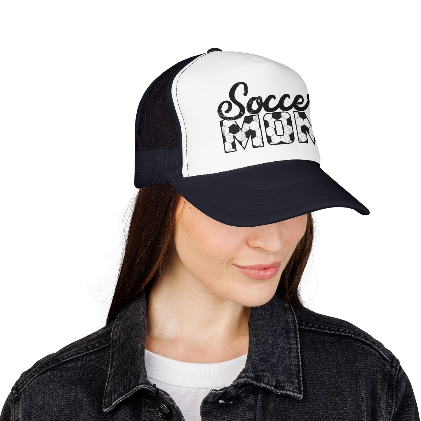 Soccer Mom Trucker Hat – Vintage Soccer Ball Lettering Foam Cap