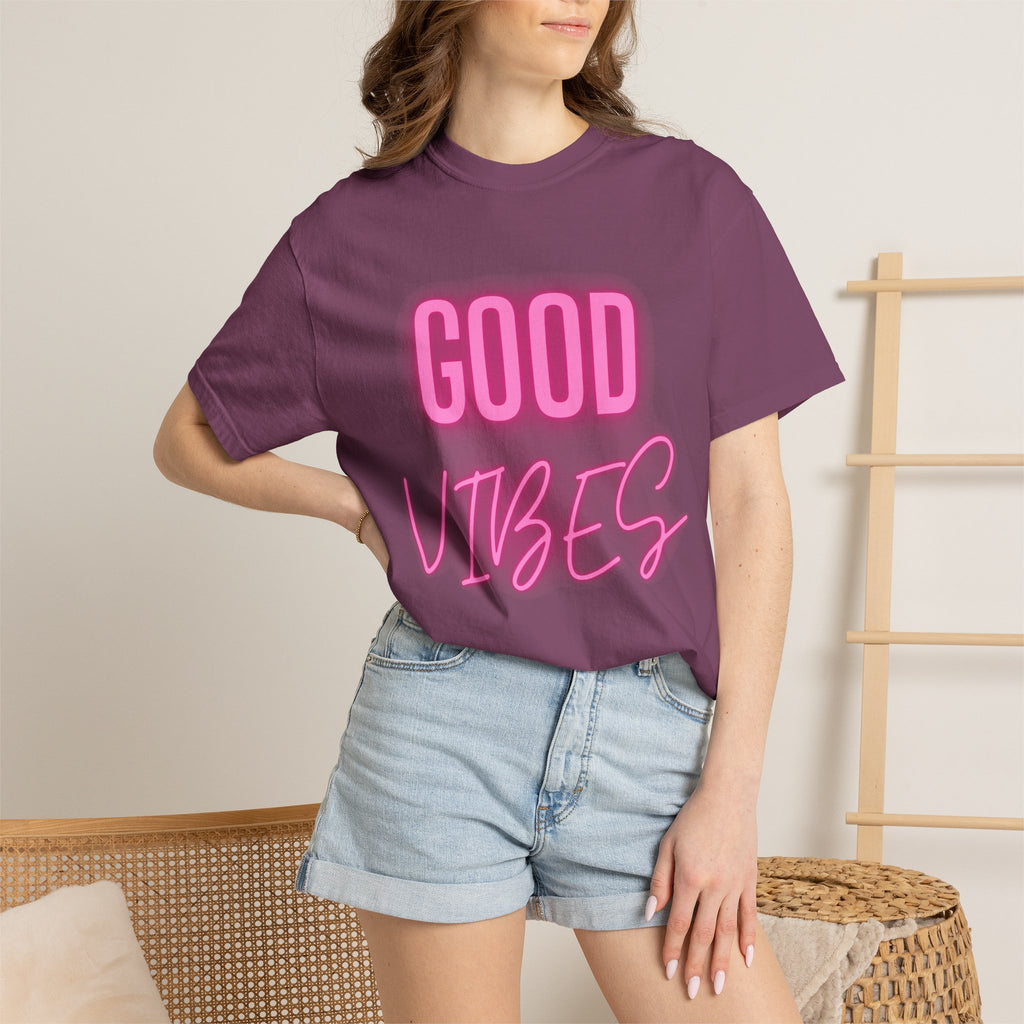 Good Vibes T-Shirt — Retro Pink Neon Graphic Tee