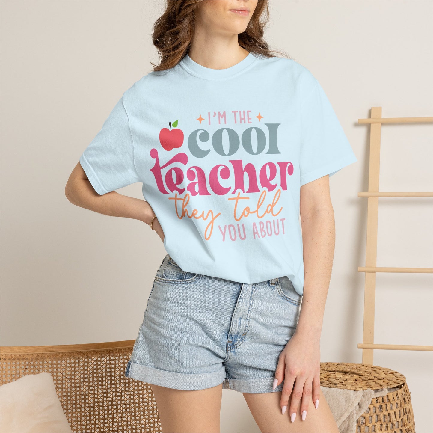 Cool Teacher T-Shirt — "I'm the Cool Teacher They Told You About" Retro Apple Tee