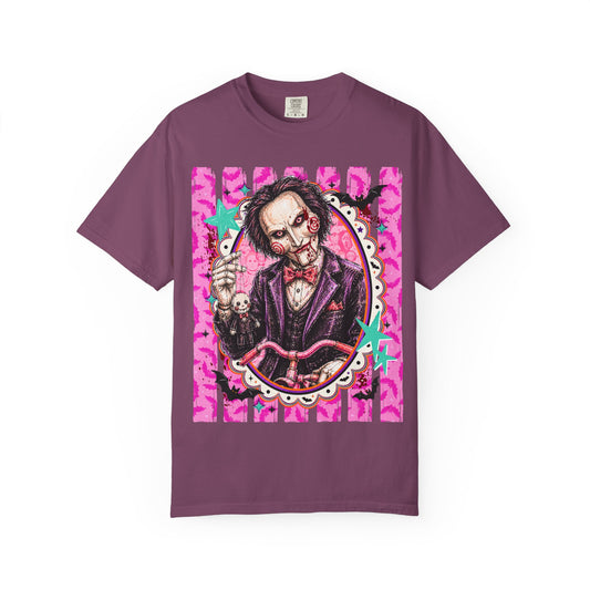 Horror Puppet Portrait T-Shirt — Creepy Ventriloquist Doll Art Tee