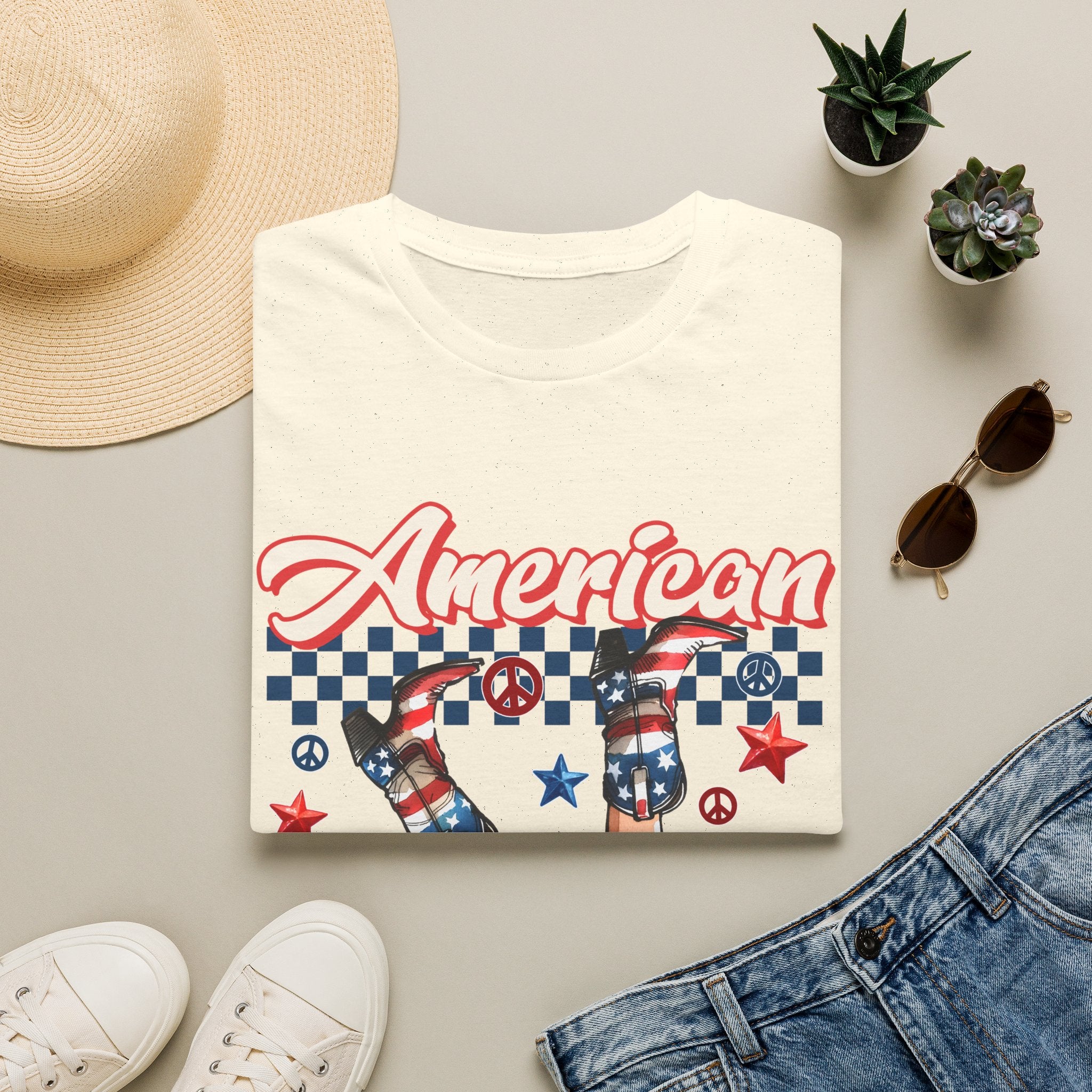 T-Shirt — "American Sweetheart" Patriotic Stars & Stripes Graphic