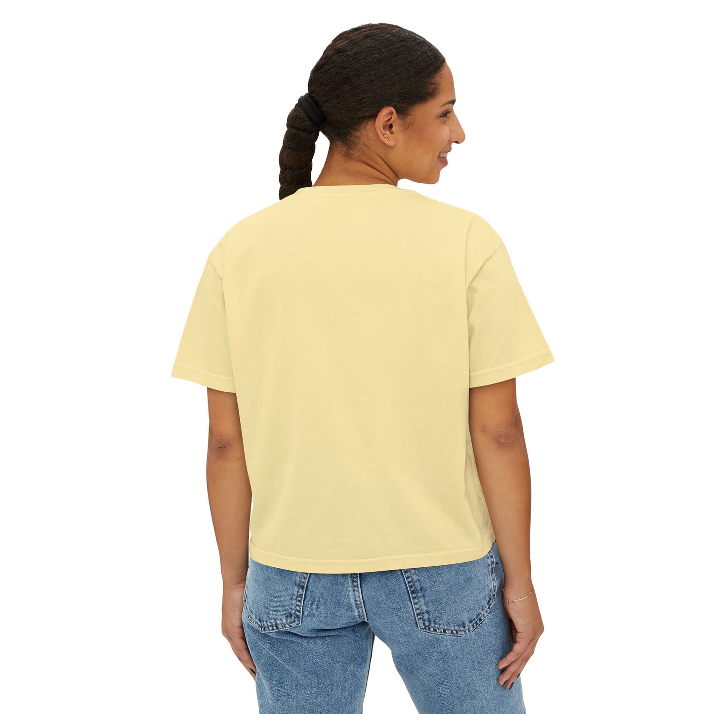 Dolly Script Boxy Tee — Casual Signature Crop T‑Shirt