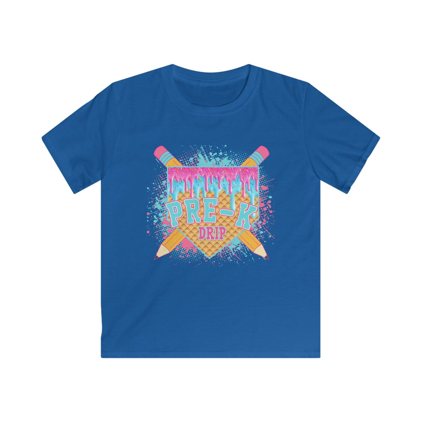 Kids T‑Shirt - Colorful 'Pre-K Dip' Crayon Drip Design (Back to School Gift)