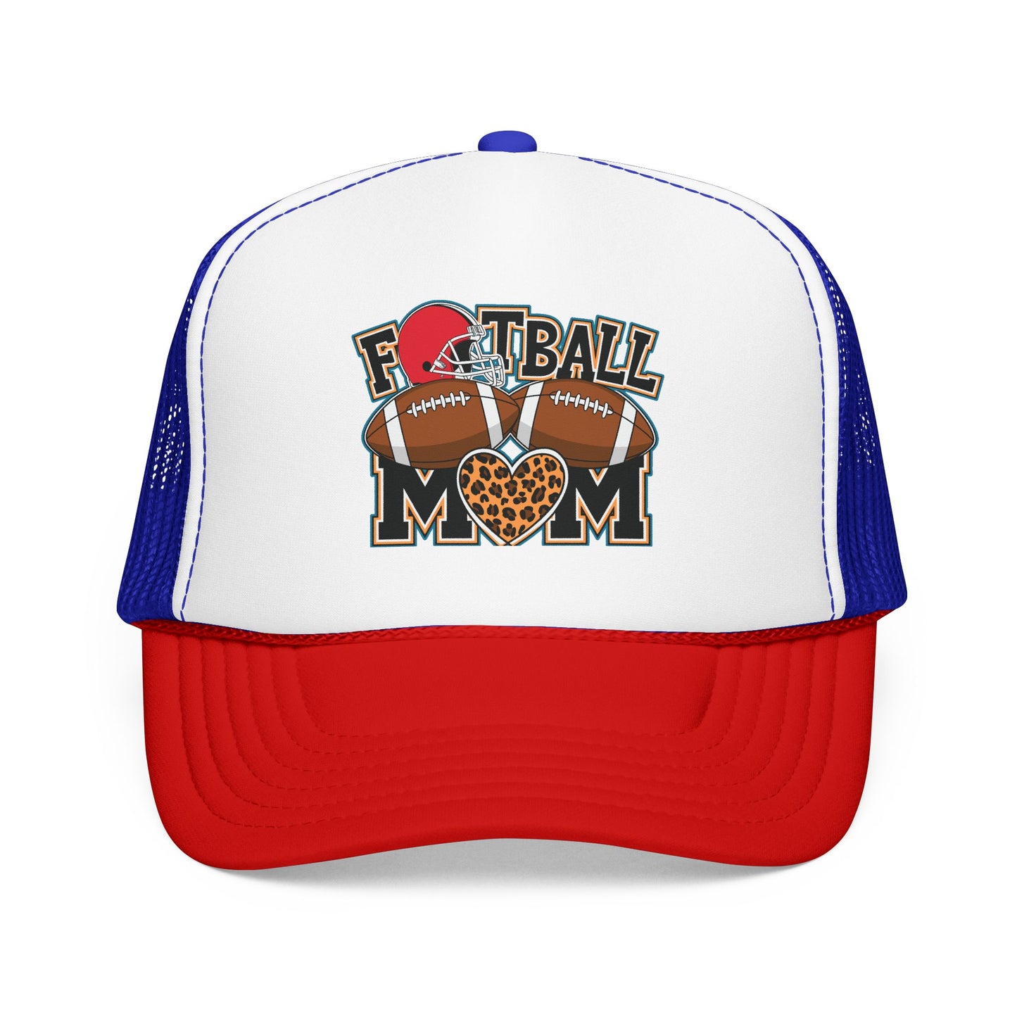 Football Mom Trucker Hat – Leopard Heart Game Day Foam Cap