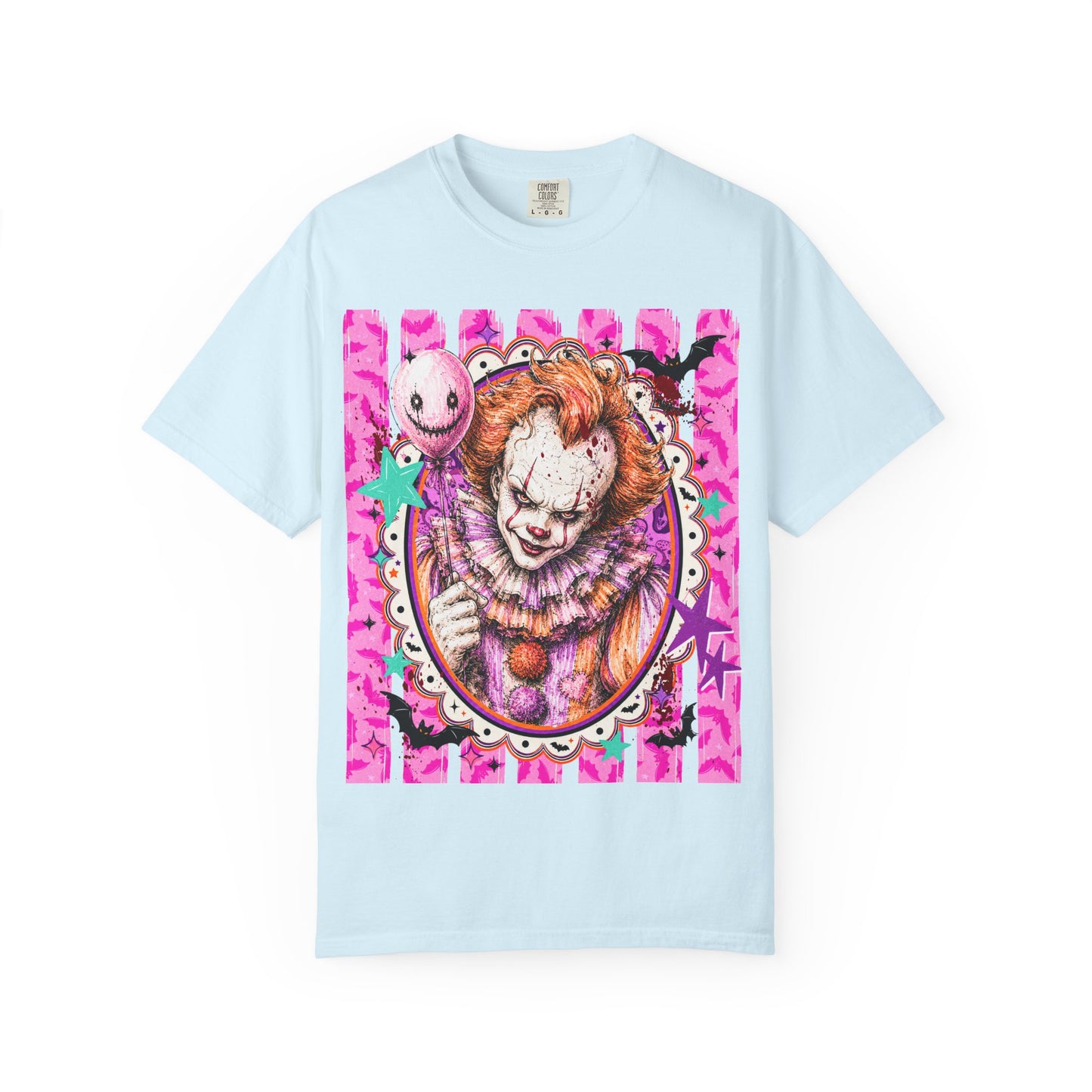 Creepy Clown Portrait T-Shirt — Pink Horror Graphic Tee