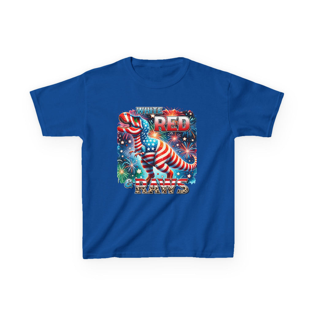 Kids T-Shirt — 'Where Red Paws' Patriotic Dinosaur Tee (4th of July)