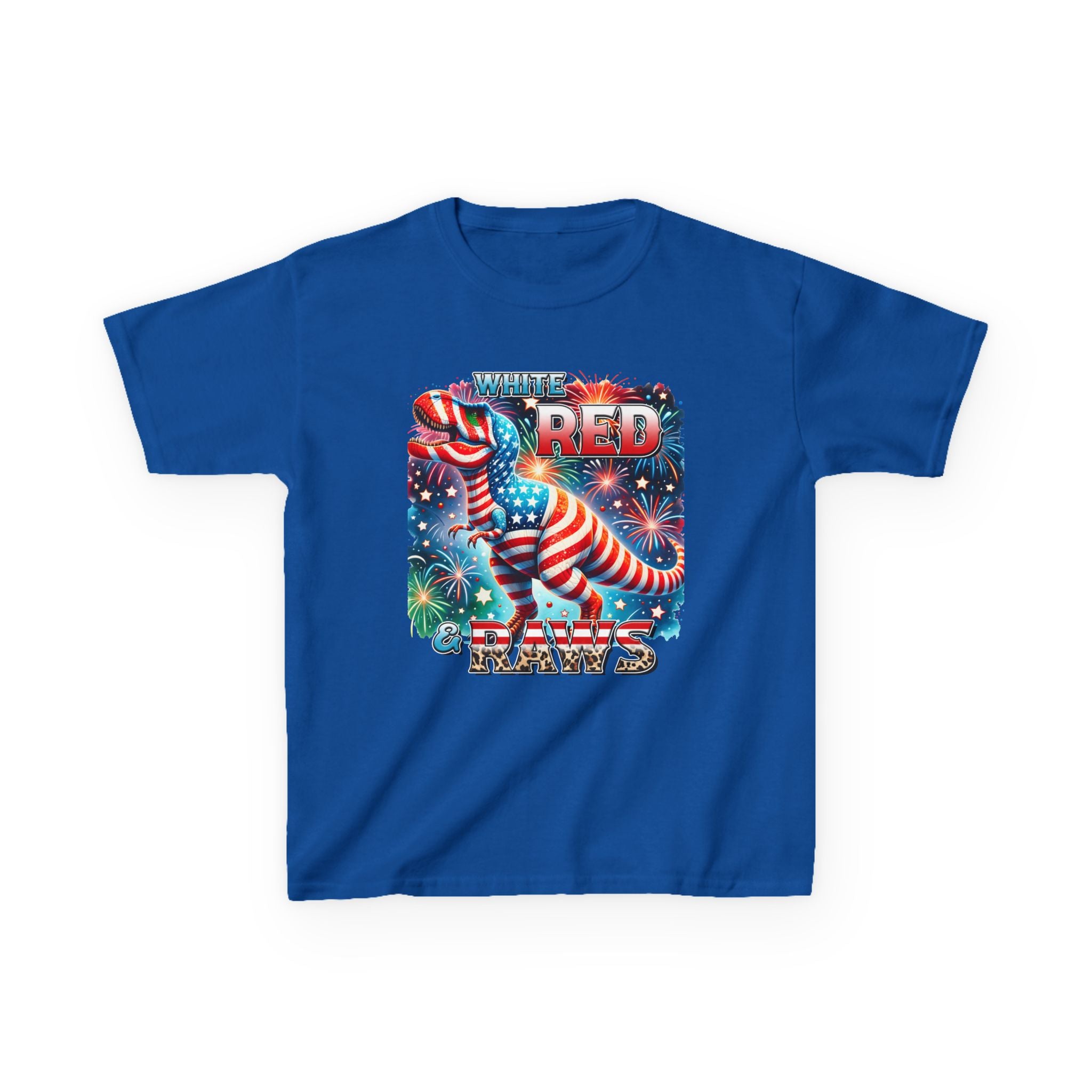 Kids T-Shirt — 'Where Red Paws' Patriotic Dinosaur Tee (4th of July)