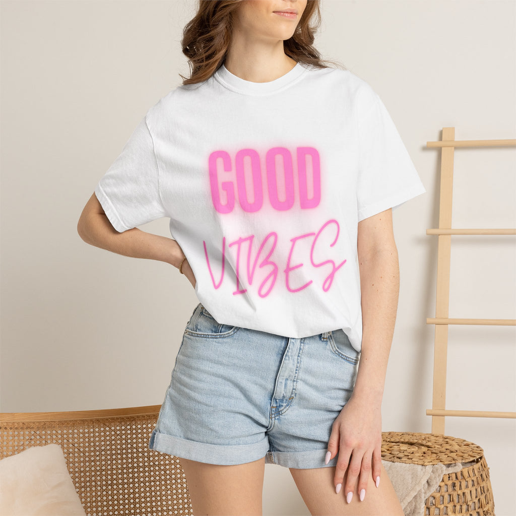 Good Vibes T-Shirt — Retro Pink Neon Graphic Tee