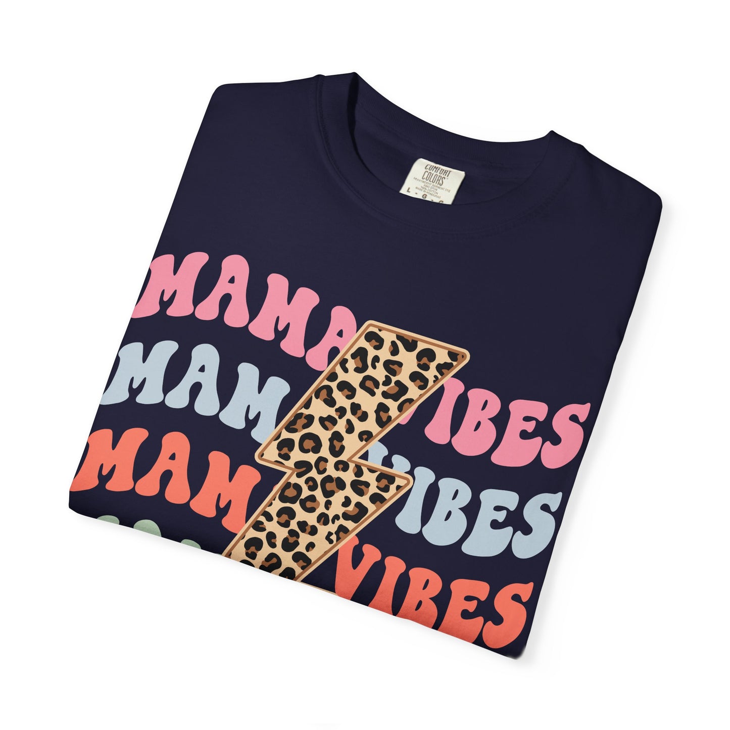 Mama Vibes Lightning Bolt T-Shirt — Leopard Print Retro Mom Tee