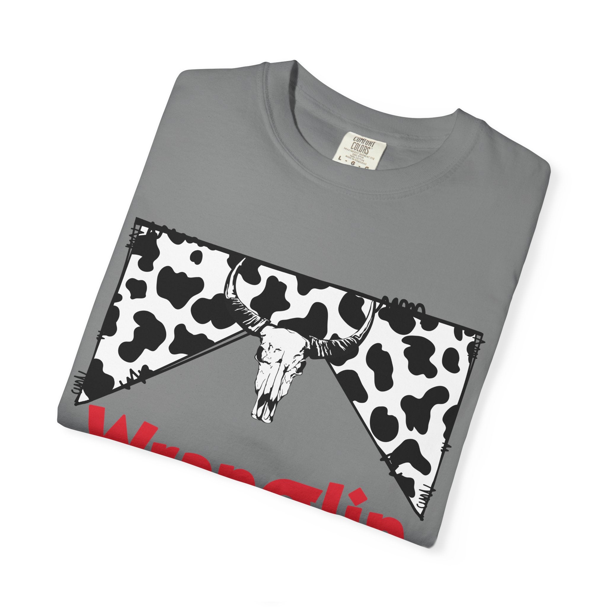 Wranglin Mama T‑Shirt — Cowprint Western Graphic Tee