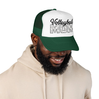Volleyball Mom Trucker Hat – Foam Mesh Cap with Volleyball Pattern