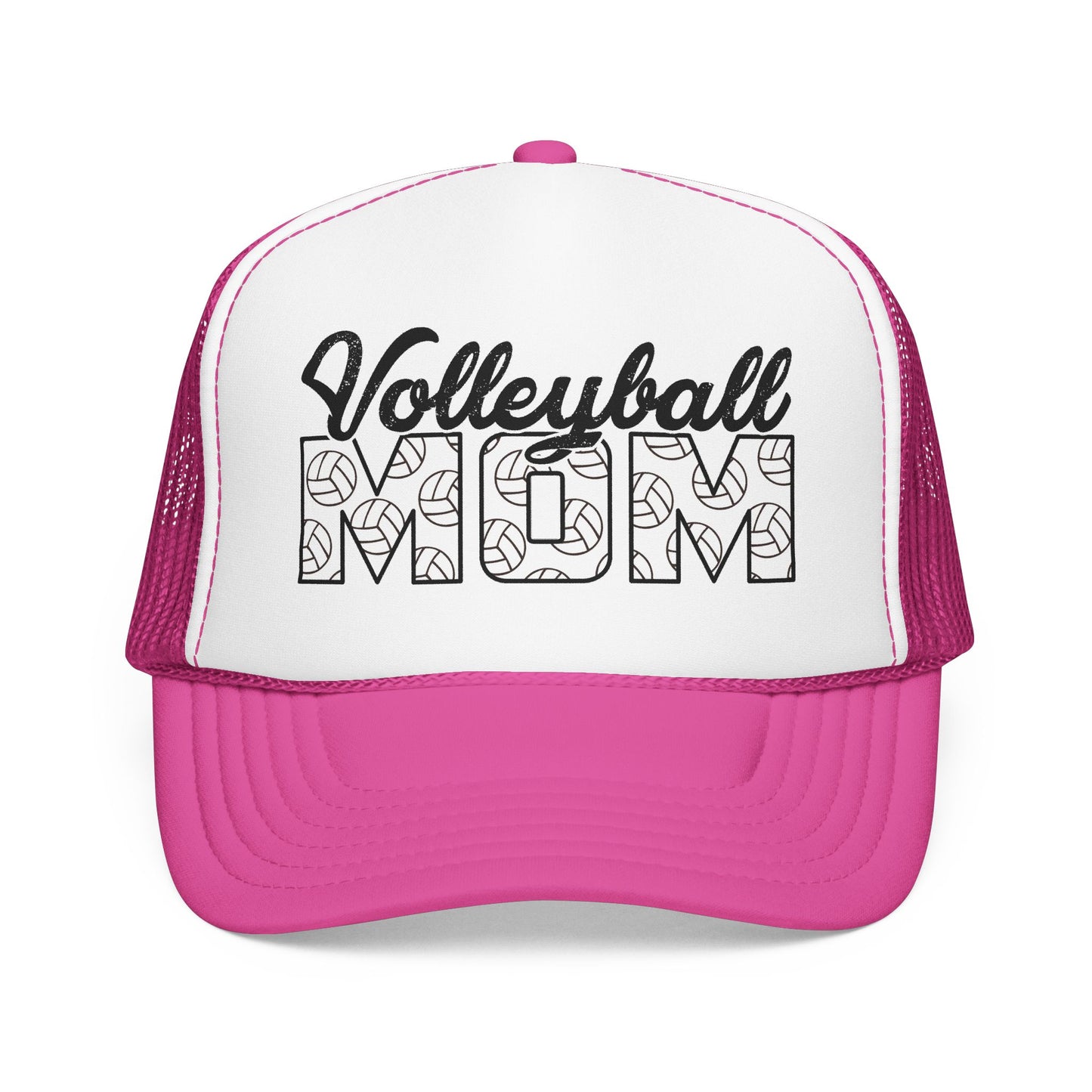 Volleyball Mom Trucker Hat – Foam Mesh Cap with Volleyball Pattern