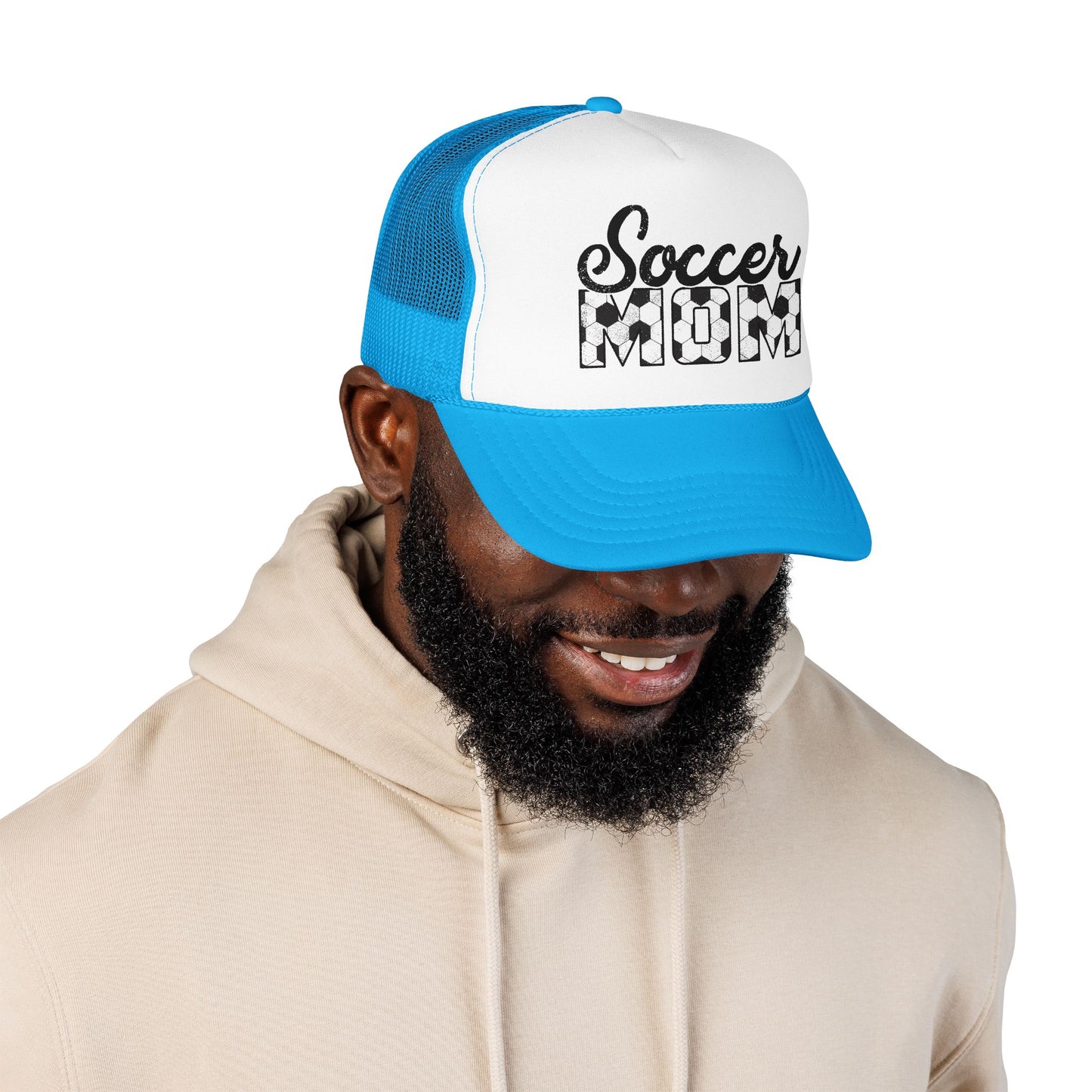 Soccer Mom Trucker Hat – Vintage Soccer Ball Lettering Foam Cap