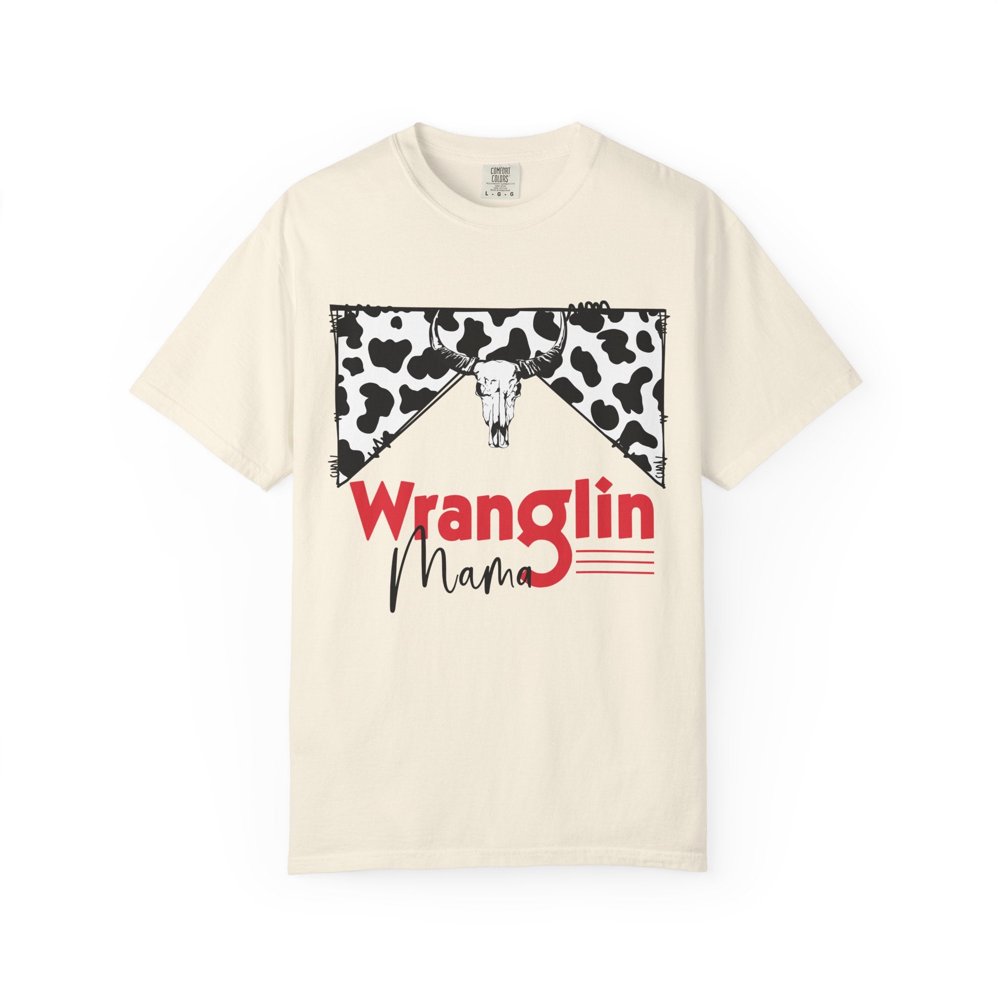 Wranglin Mama T‑Shirt — Cowprint Western Graphic Tee