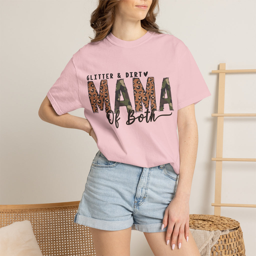 Mama of Both Leopard Graphic T-Shirt — "Glitter & Dirty" Mom Tee