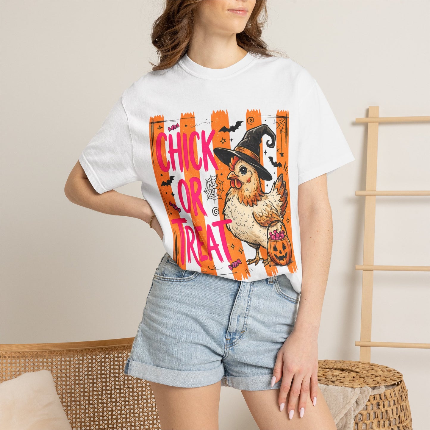Halloween Chick T-Shirt – "Chick or Treat" Witch Chicken Pumpkin Tee