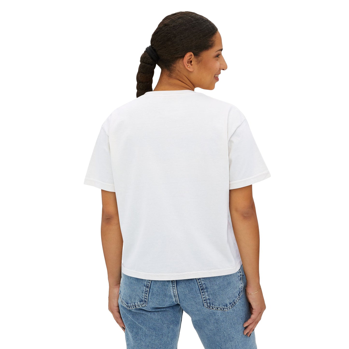 Dolly Script Boxy Tee — Casual Signature Crop T‑Shirt