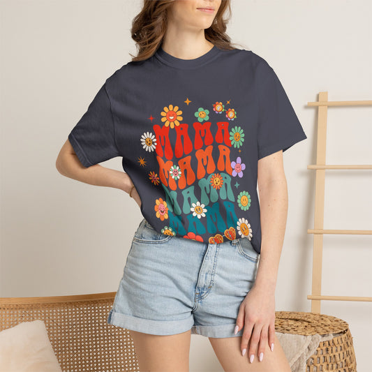 Mama Vibes Floral Retro T-Shirt — Vintage 70s Style Mother’s Day Tee