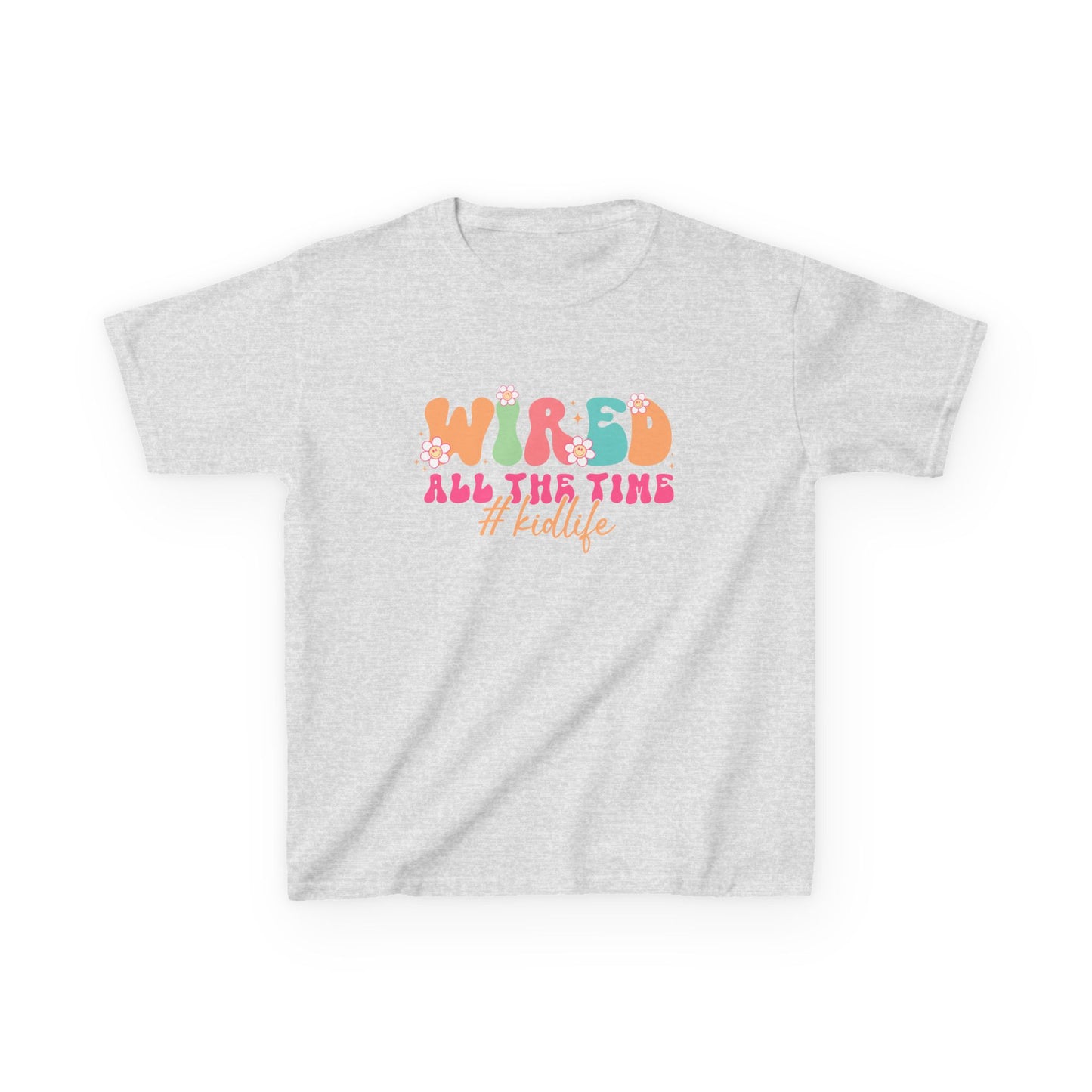 Kids Tee — "Wired All The Time" Bright Retro Graphic