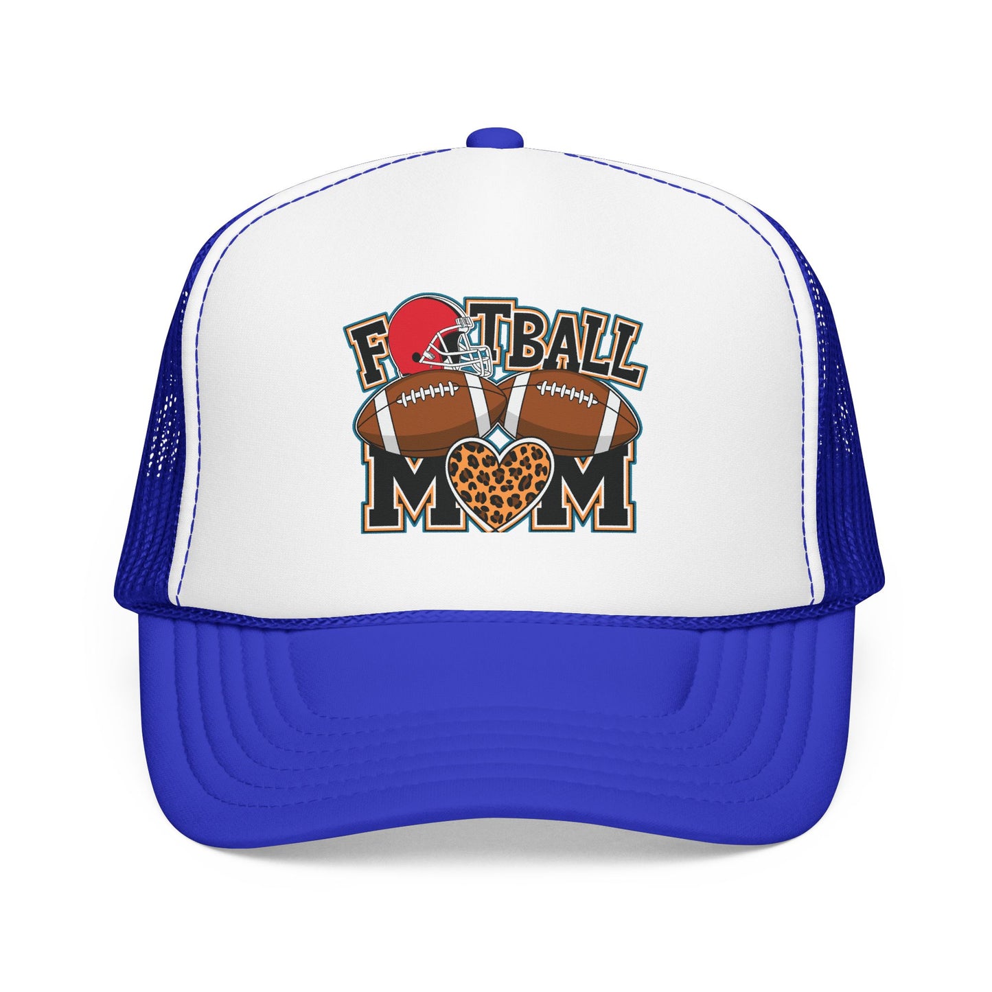 Football Mom Trucker Hat – Leopard Heart Game Day Foam Cap