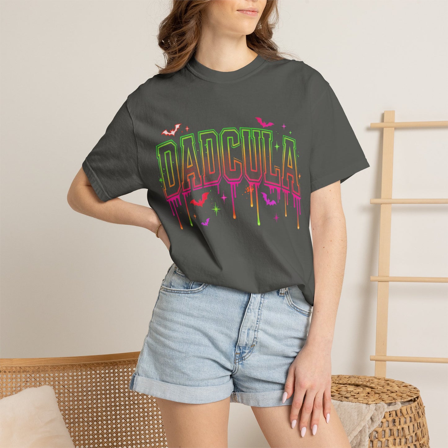 Dadcula Halloween T-Shirt — Neon Drip Vampire Dad Tee