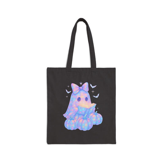 Cute Pastel Ghost Tote Bag – Halloween Pumpkin Trick-or-Treat Canvas Tote