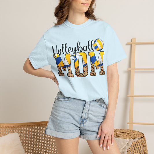 Volleyball Mom T-Shirt — Leopard Print & Ball Graphic