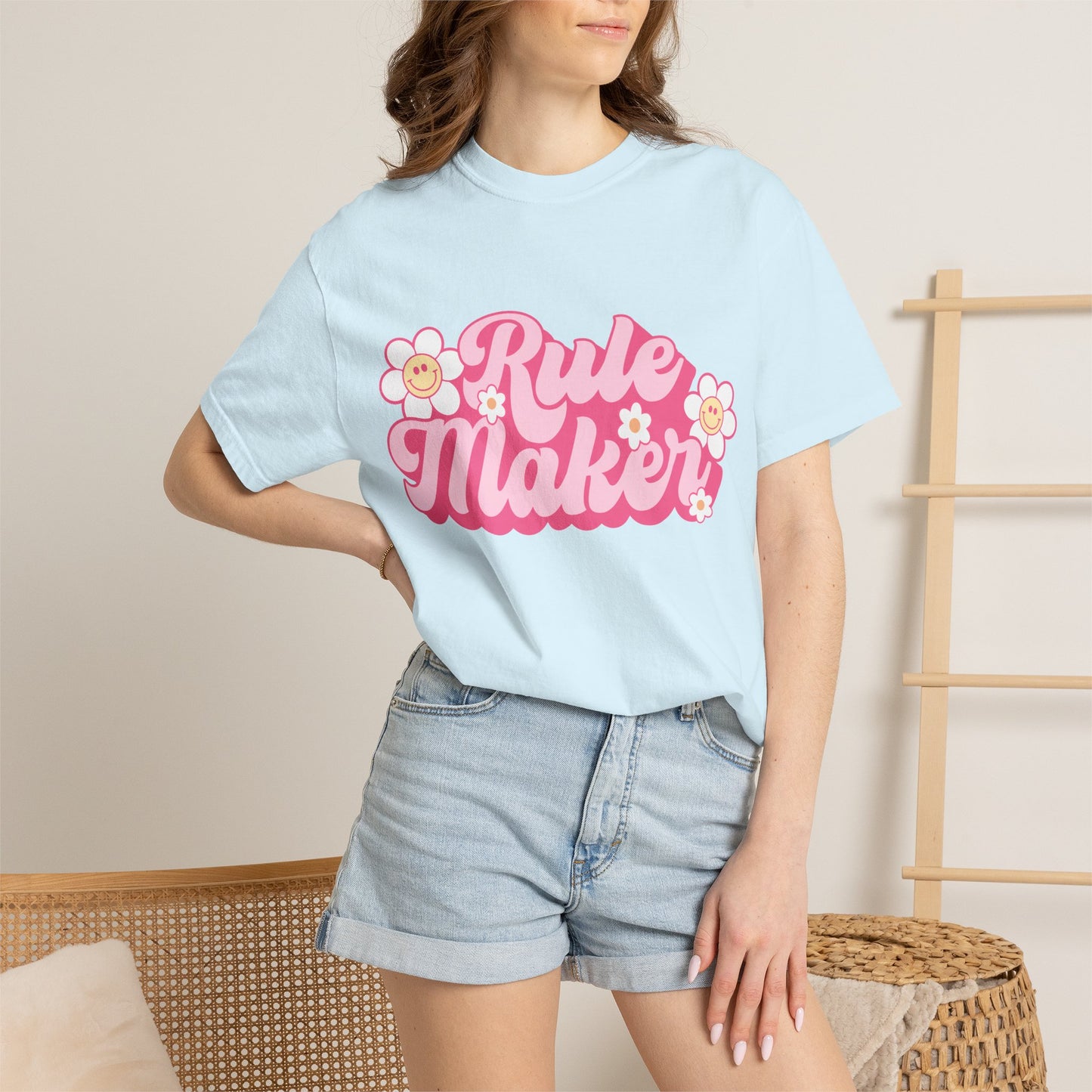 Rule Maker T-Shirt — Retro Floral Pink Graphic Tee